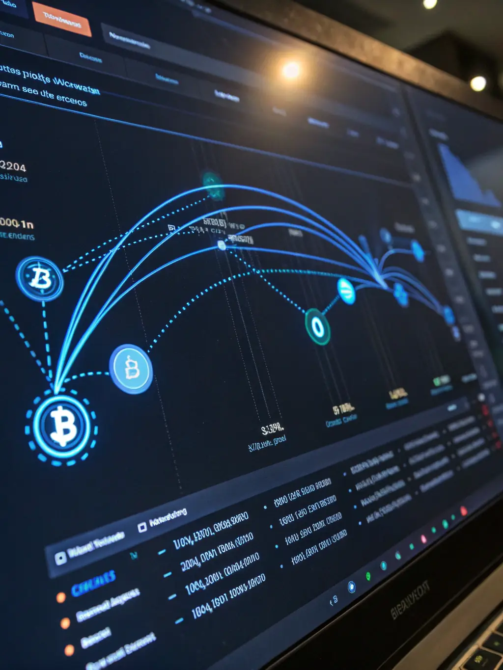 An AI algorithm intelligently routing a payment transaction across global networks, illustrating Tramscard.com's ability to optimize transaction speed and reduce costs.